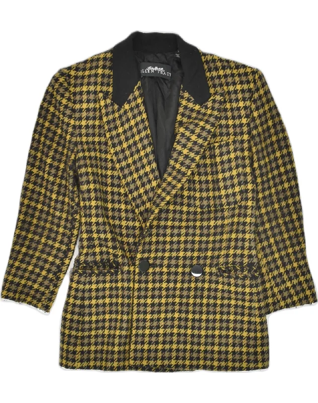 VINTAGE Womens Double Breasted Blazer Jacket US 2 XS Yellow Houndstooth Appliqued Jacket Beaded Jacket Sequined Jacket