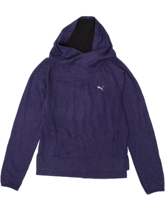 PUMA Womens Sweatshirt Jumper UK 10 Small Purple Spotted Polyester Graphic Hoodie Design Print PUMA Womens Sweatshirt Jumper UK 10 Small Purple Spotted Polyester Graphic Hoodie Design Print