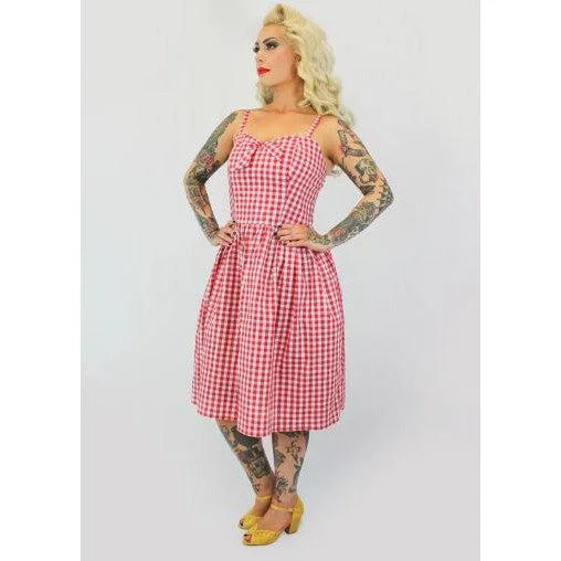 Red Gingham Dress with Adjustable Straps by Hemet Tunics Formal black