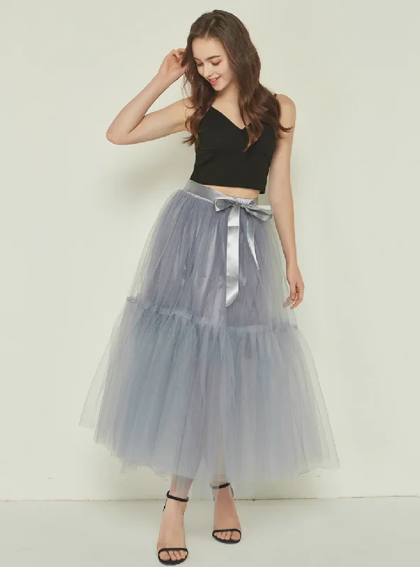 4 Layers Gray Tulle Tutu Skirt low waist skirt