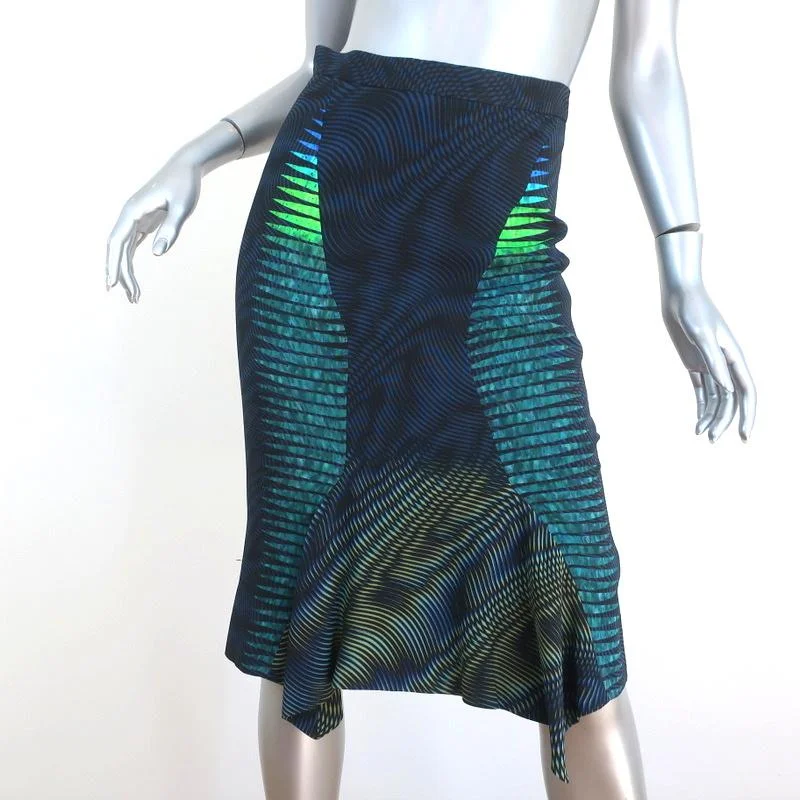 Peter Pilotto Skirt Blue/Green Printed Stretch Crepe Size US 4 NEW floral skirt print