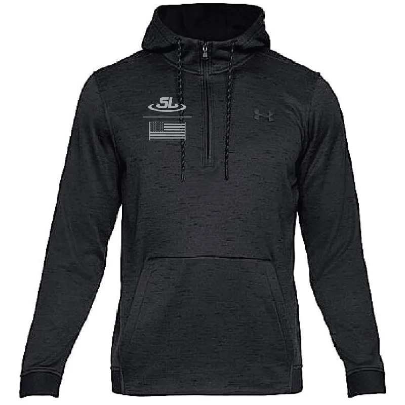 Under Armour x Scraplife Armour Fleece 1/2 Zip Hoodie Black Hoodie with Front Slit Layering Stylish