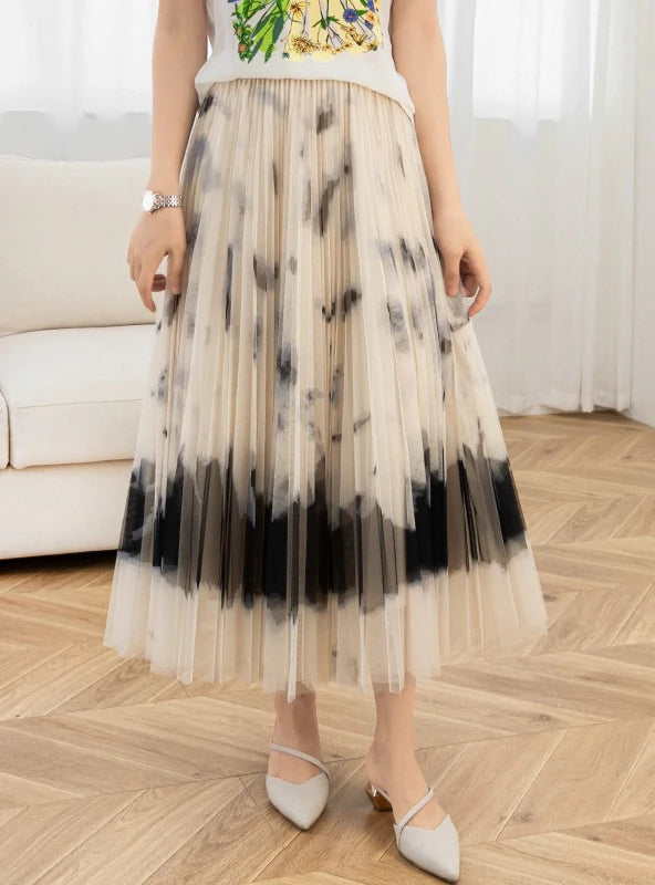 ABSTRACT OIL PAINTING GAUZE FEMALE SKIRT velvet skirt luxurious