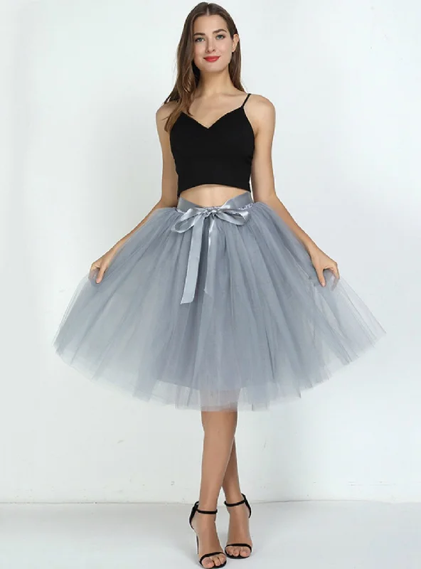 Gray 7 Layers Tulle Tutu Skirt asymmetrical skirt cut