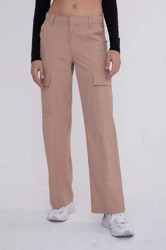 Women's Mono B | Cargo Pants | Caramel Comfortable Pleated Pants