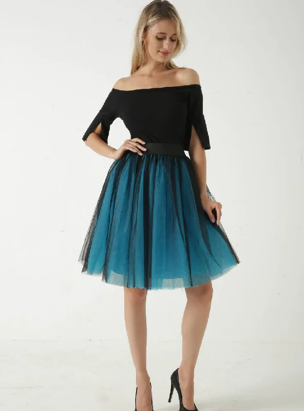 Blue + Black 5 Layer Mesh Tutu Skirt denim skirt classic