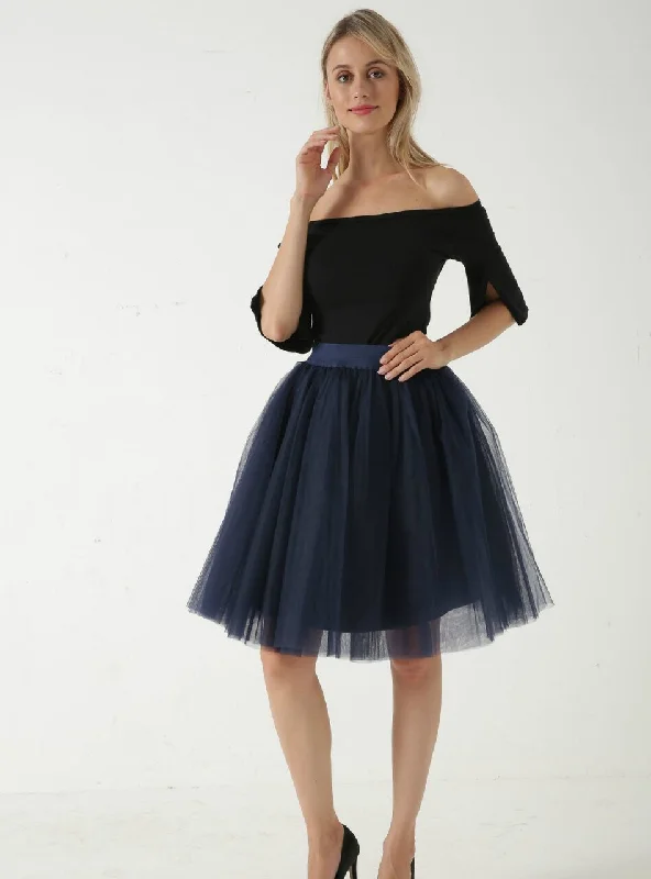 Navy Blue 5 Layer Mesh Tutu Skirt chiffon skirt floaty