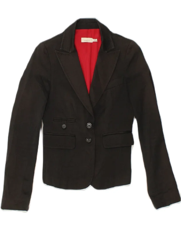 PINKO Womens 2 Button Blazer Jacket UK 8 Small  Brown Cotton Faux Fur Jacket Real Fur Jacket Shearling Jacket