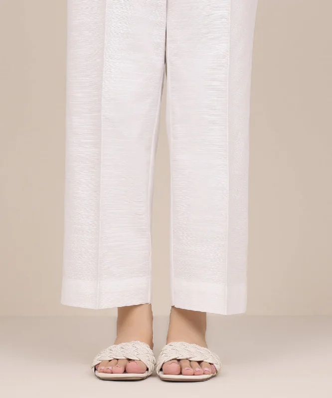 Khaddar Straight Pants Slim-Fit Khaki Pants