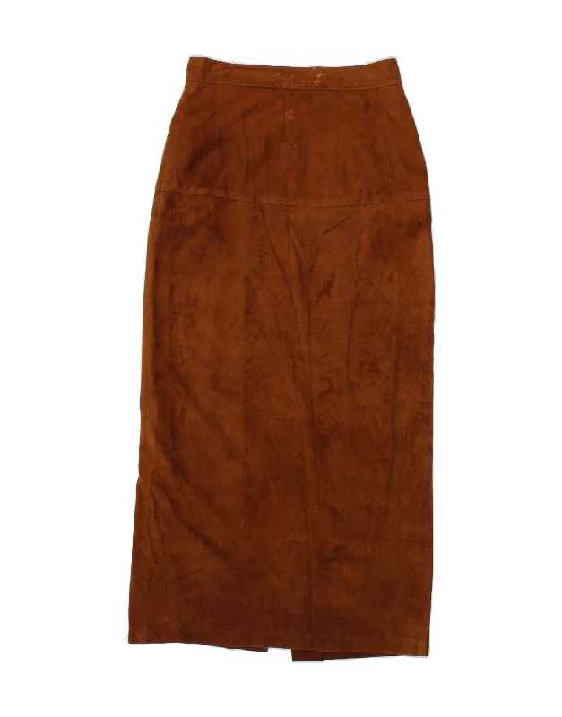 LOUISE KENNEDY Womens Suede Maxi Skirt UK 10 Small W26  Brown wrap skirt elegant