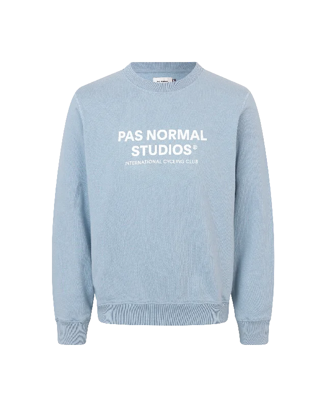 Off-Race Logo Sweatshirt - Light Blue Hoodie with Half-Zip Sporty Casual