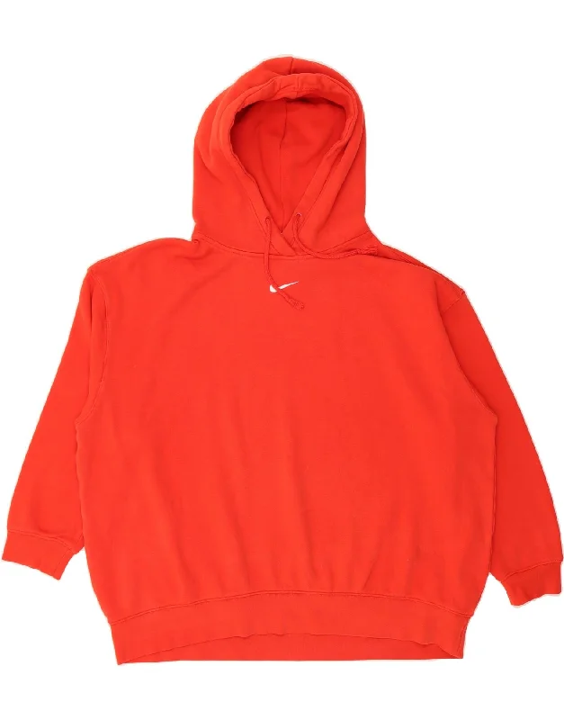 NIKE Womens Oversized Hoodie Jumper UK 18 XL Red Cotton Hoodie with Gradient Ombre Colorful