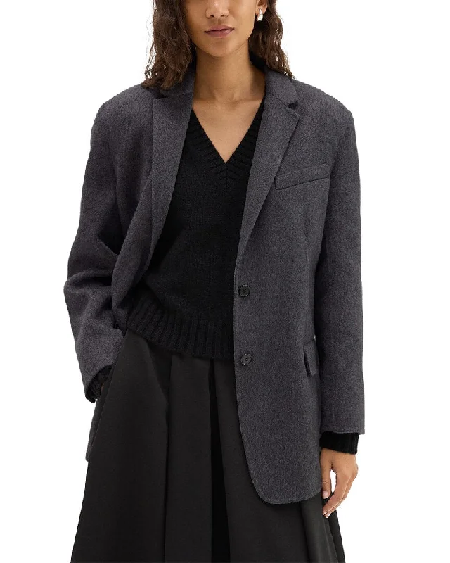 Theory Oversized Wool & Cashmere-Blend Tailor Jacket Tailored Jacket Straight Jacket A-Line Jacket