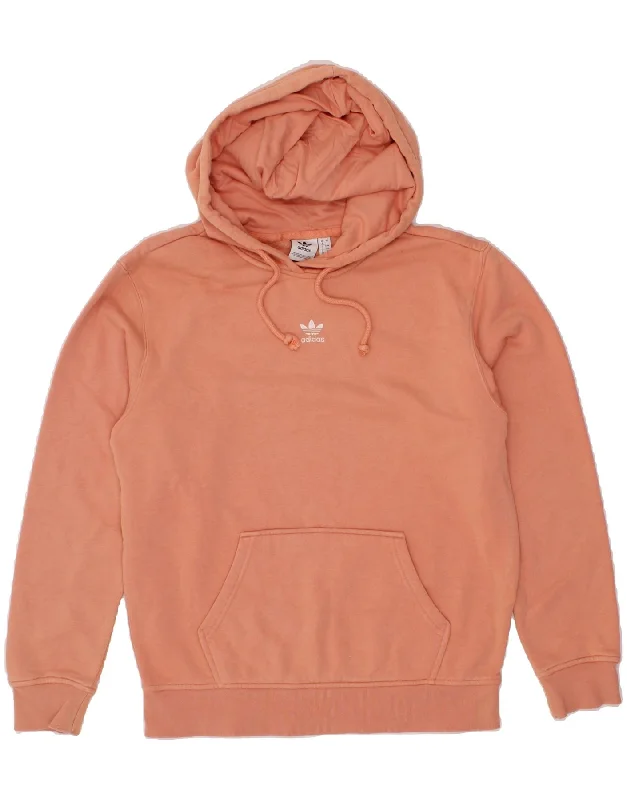 ADIDAS Womens Oversized Hoodie Jumper UK 8 Small Orange Cotton Hoodie with Batwing Sleeves Loose Dramatic
