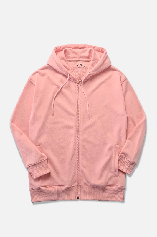 East West Women's Terry Zipper Hoodie Hoodie with Side Slits Relaxed Casual