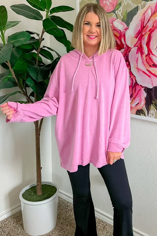 On The Spot Hoodie - Rose Pink Hoodie with Zipper Placket Modern Functional