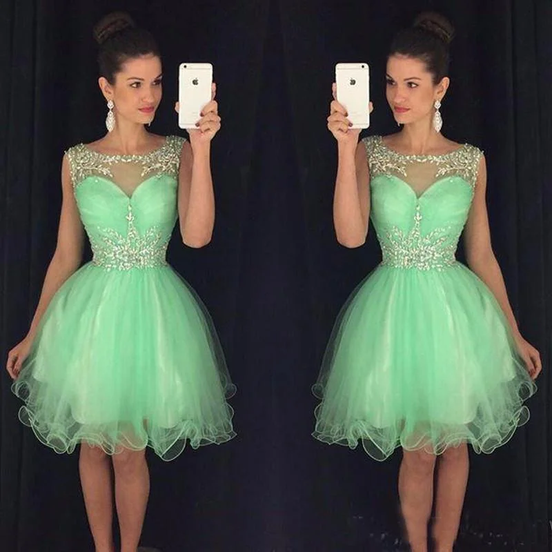 High Quality Green Short Homecoming Dresses Off Shoulder Tulle Rhinestone Sexy Cocktail Party Dresses Cheap Homecoming Prom Dresses,220025 Tunics Favorite customer