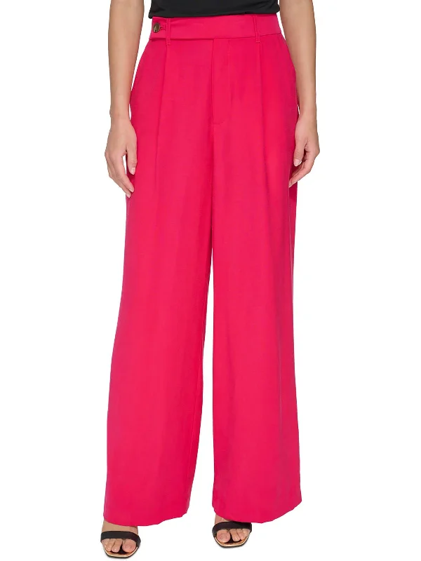 Womens High Rise Pleated Wide Leg Pants Trendy Tapered Pants