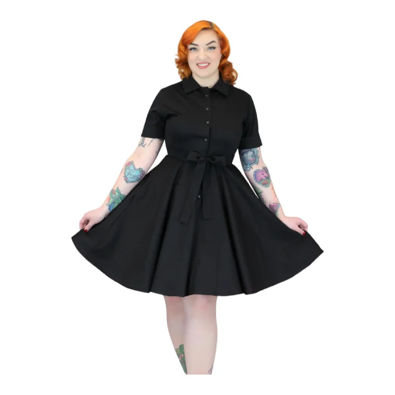 Black Denim Circle Dress by Hemet Tunics Sophisticated sleek