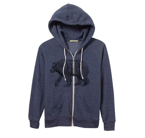 Unisex Eco-Navy Bear Hoodie Hoodie with Drop Shoulder Relaxed Streetwear