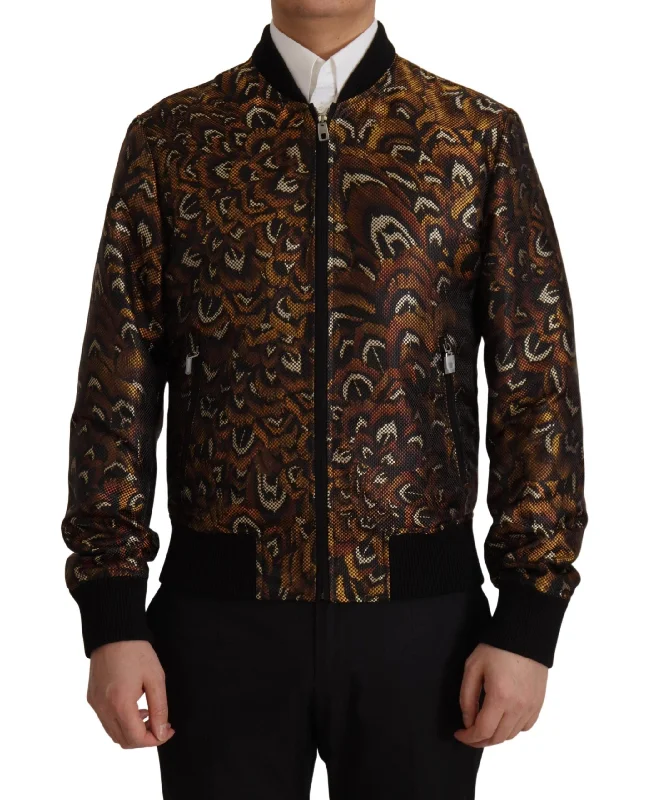 Elegant Brown Blouson Jacket Chenille Fabric Brocade Fabric Lace Fabric