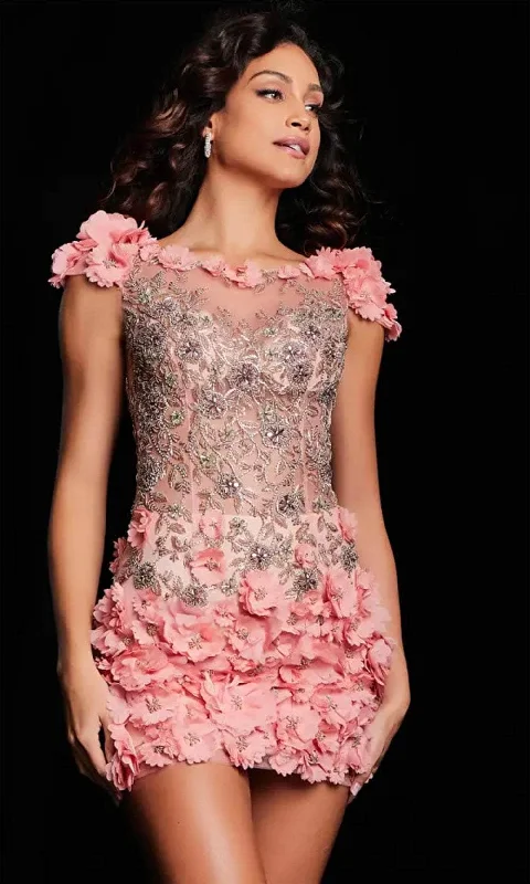 Jovani 38510 - Scoop Neck Beaded Cocktail Dress Tunics Winter warm
