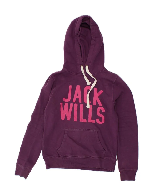 JACK WILLS Womens Graphic Hoodie Jumper UK 10 Small Purple Cotton Hoodie with Hem Drawcord Adjustable Customizable JACK WILLS Womens Graphic Hoodie Jumper UK 10 Small Purple Cotton Hoodie with Hem Drawcord Adjustable Customizable