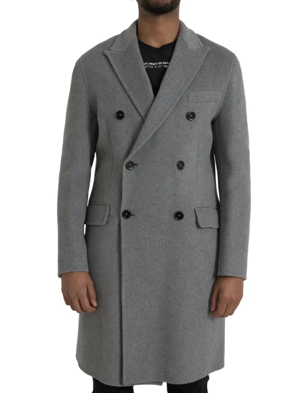 Gray Double Trench Coat Cashmere Jacket Fitted Jacket Loose Jacket Oversized Jacket