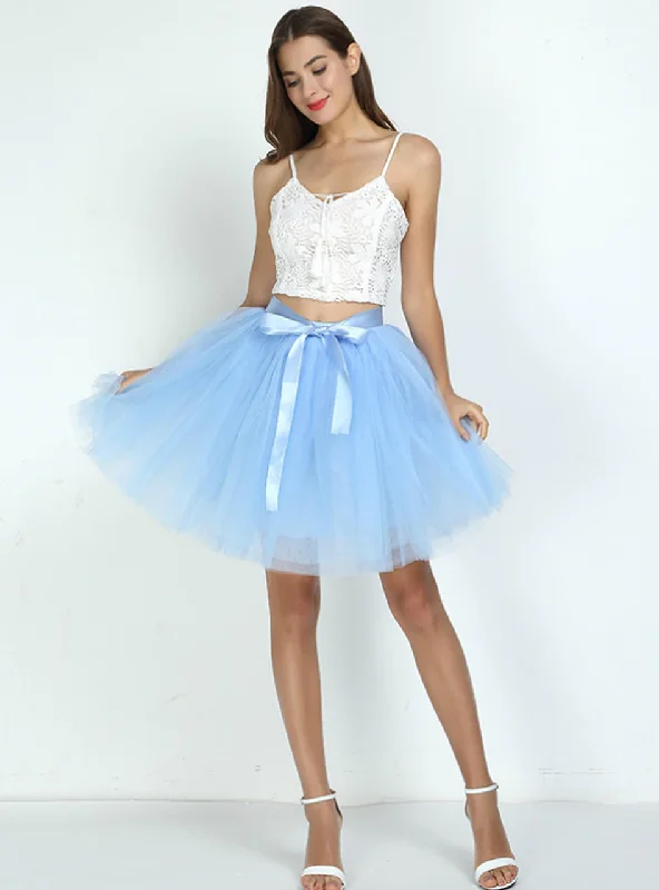 Lake Blue 7-Layer Short Tulle Skirt wool skirt thick