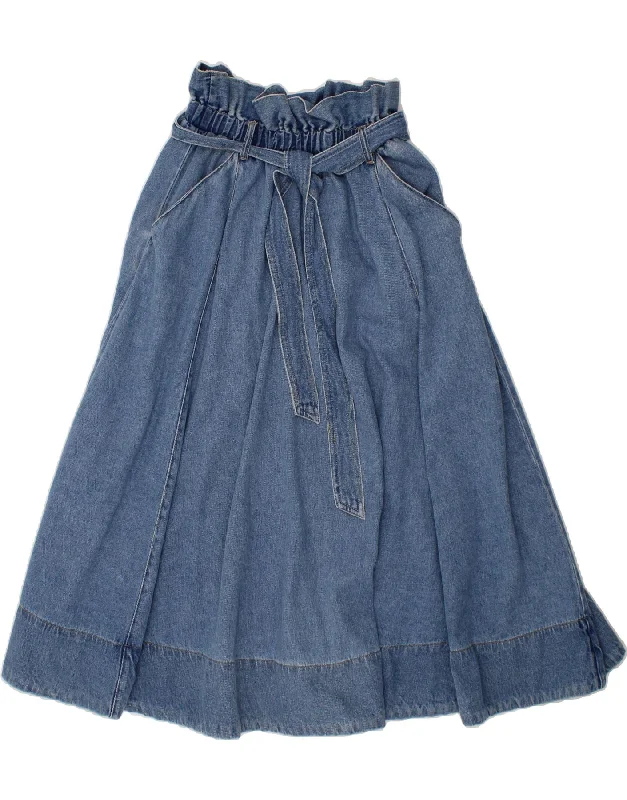 H&M Womens Denim Flared Skirt Small W26 Blue Cotton maxi skirt elegant