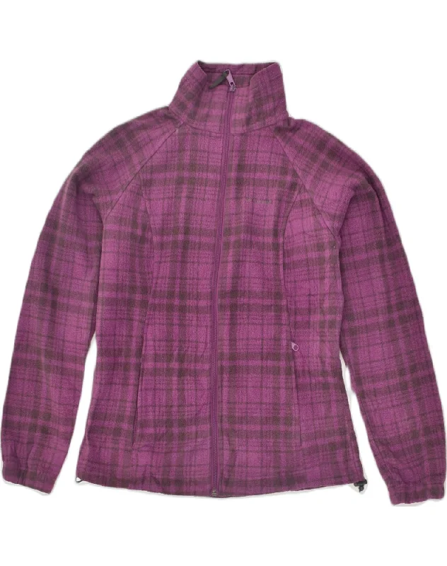 COLUMBIA Womens Fleece Jacket UK 14 Medium Purple Check Polyester Fleece Jacket Down Jacket Parka