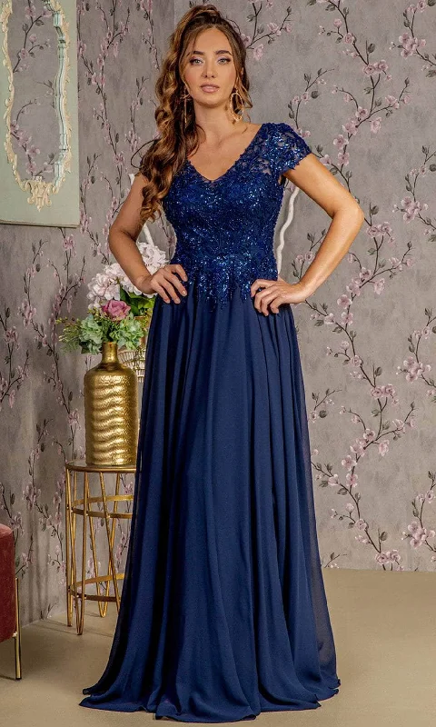 GLS by Gloria GL3450 - Illusion Back V-Neck Formal Dress Tunics Spring floral