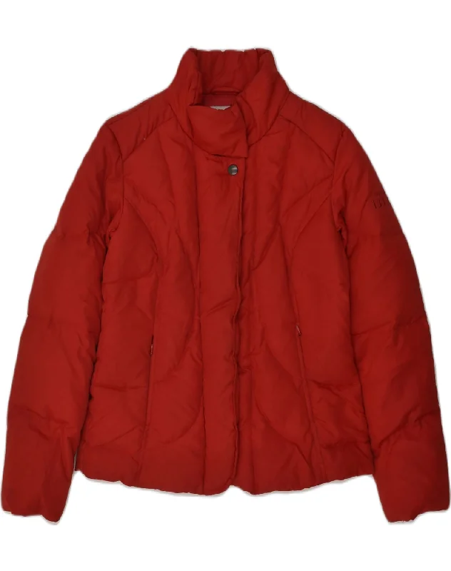 BYBLOS Womens Padded Jacket UK 14 Medium Red Polyester Print Jacket Jacquard Jacket Patchwork Jacket