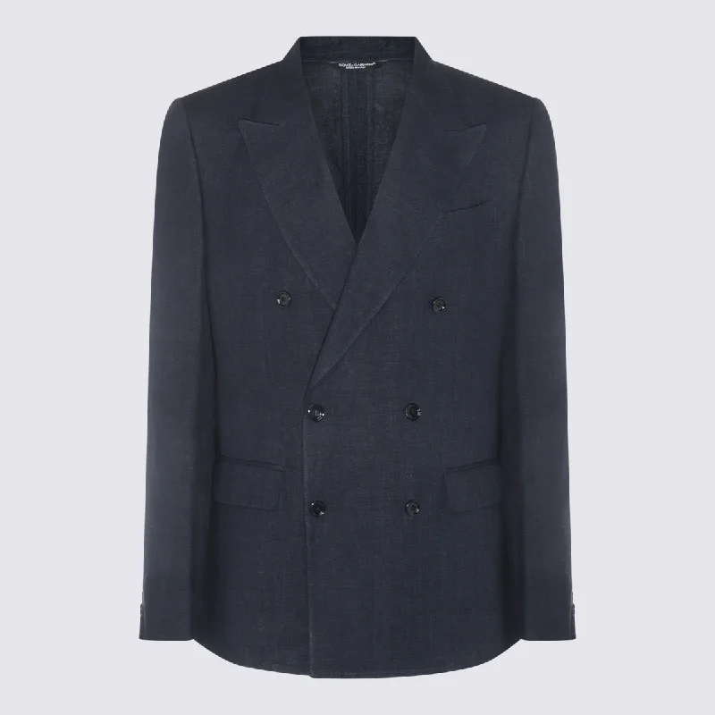 Dolce & Gabbana Jackets Blue Faux Fur Fabric Real Fur Fabric Shearling Fabric