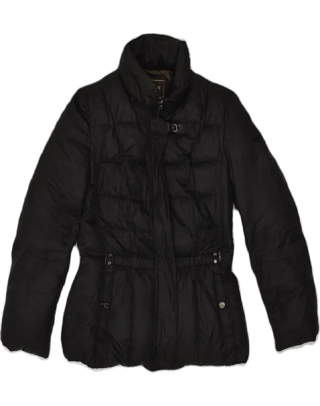 GEOX RESPIRA Womens Padded Jacket UK 12 Medium  Black Polyester Rayon Fabric Velvet Fabric Corduroy Fabric