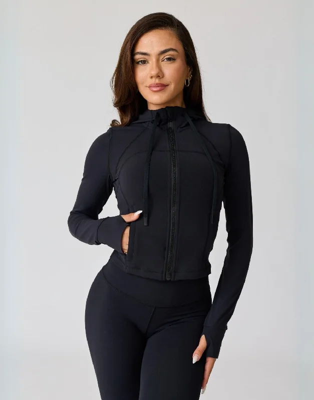 Hera Zip Up Crop Hoodie Hoodie with Neon Bright Vibrant