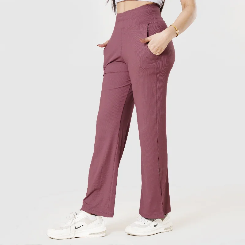Tf-Dull Maroon Everyday Exclusive Ribbed Pants Classic Bootcut Trousers