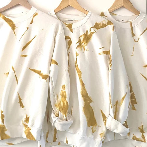 Gold Tie Dye Sweatshirt Hoodie with Hood Adjustable Protection