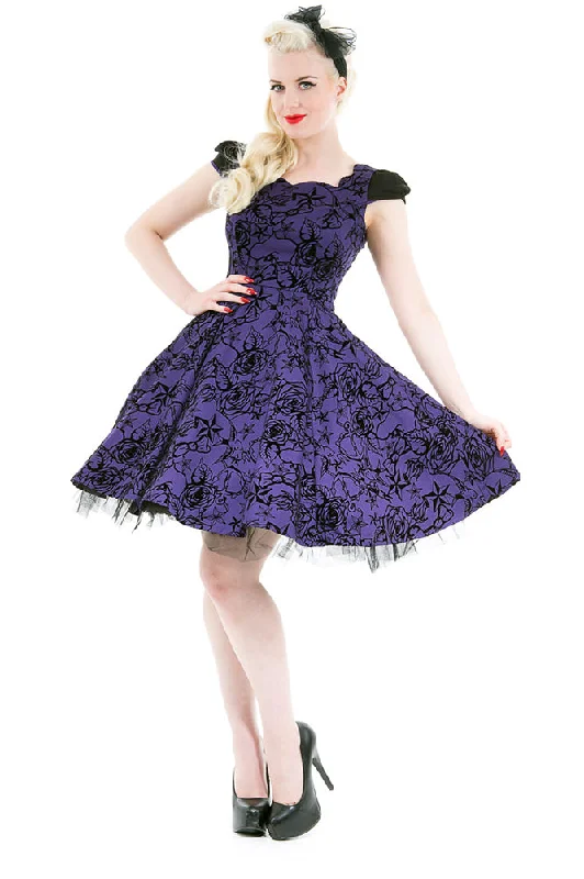 H&R London Purple Evening Swing Dress (UK8) Tunics Bridal satin