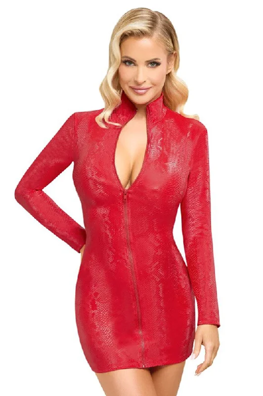 Cottelli Party Red Snakeskin Look Dress Tunics Short Trendy