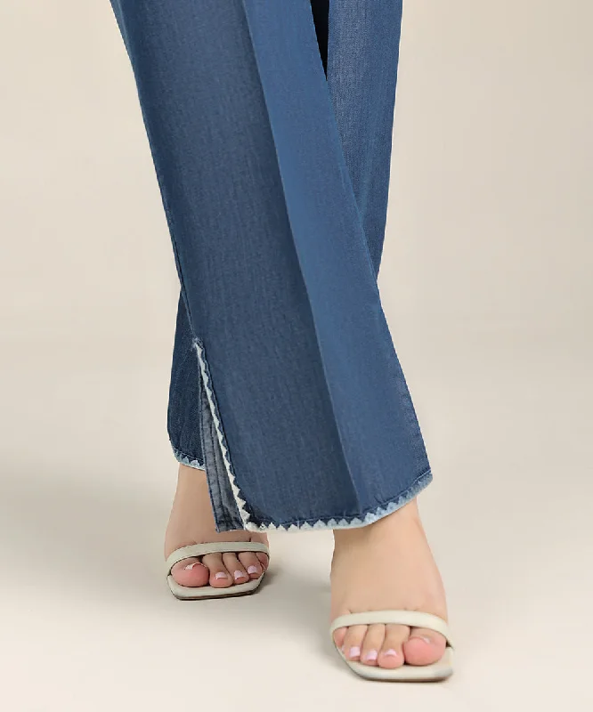 Embroidered Denim Straight Pants High-Waist Jeans