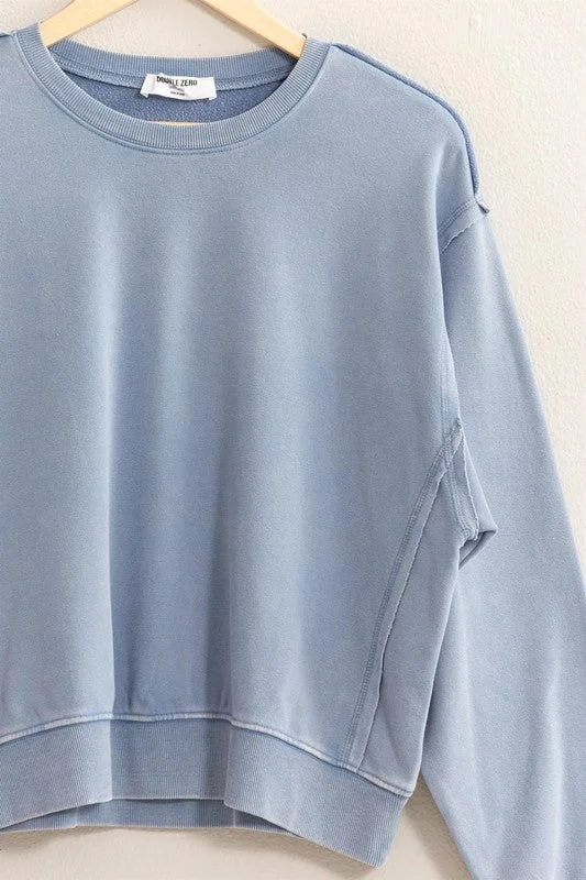 Raw Seam Sweatshirt 443 Hoodie with Front Slit Layering Stylish