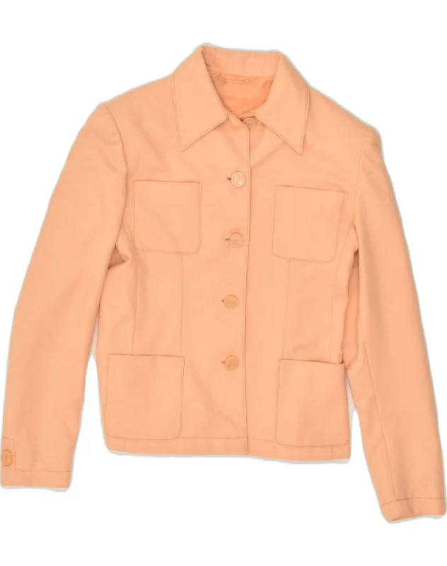 VINTAGE Womens 5 Button Blazer Jacket UK 10 Small Orange Chenille Jacket Brocade Jacket Lace Jacket