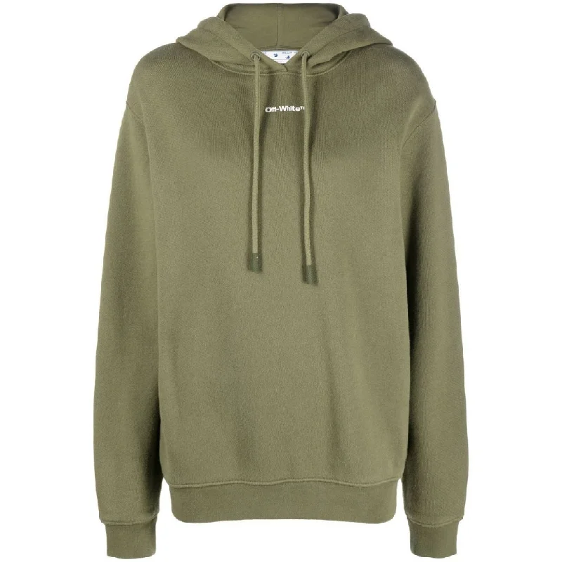 Off-White Flock Chine Flower Arrow Military Green Hoodie Hoodie with Velcro Closure Adjustable Secure