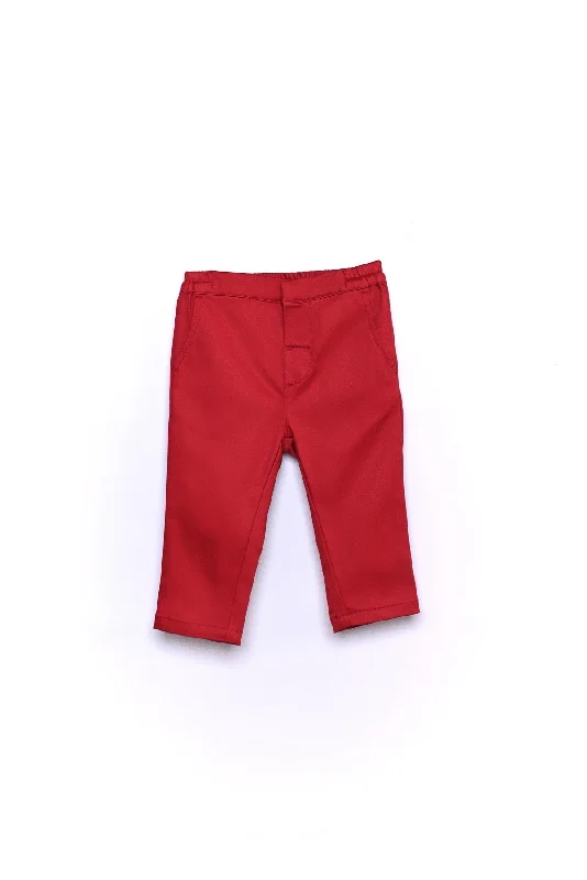 The Perfect Babies Slim Fit Pants - Crimson Red Soft Stretch Trousers