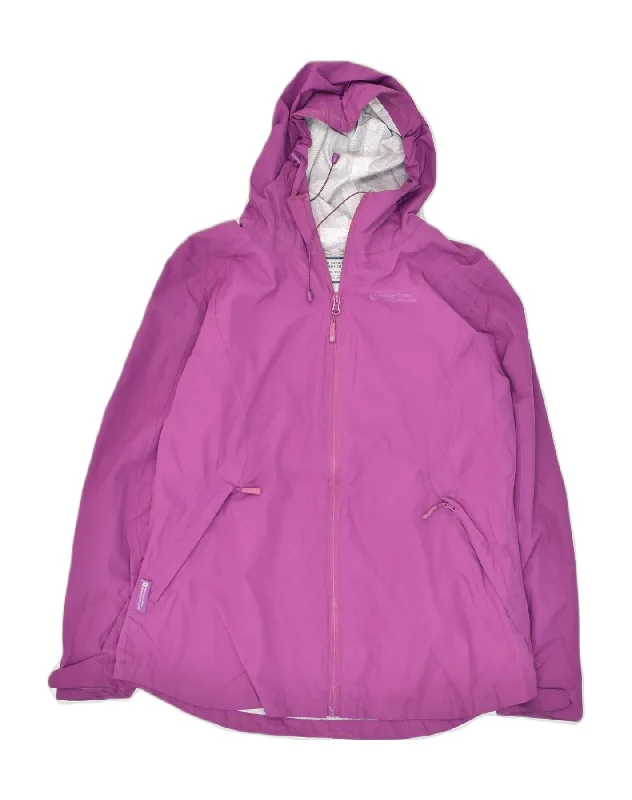 MOUNTAIN WAREHOUSE Womens Hooded Rain Jacket UK 14 Large  Purple Polyester Anorak Shell Jacket Lightweight Jacket
