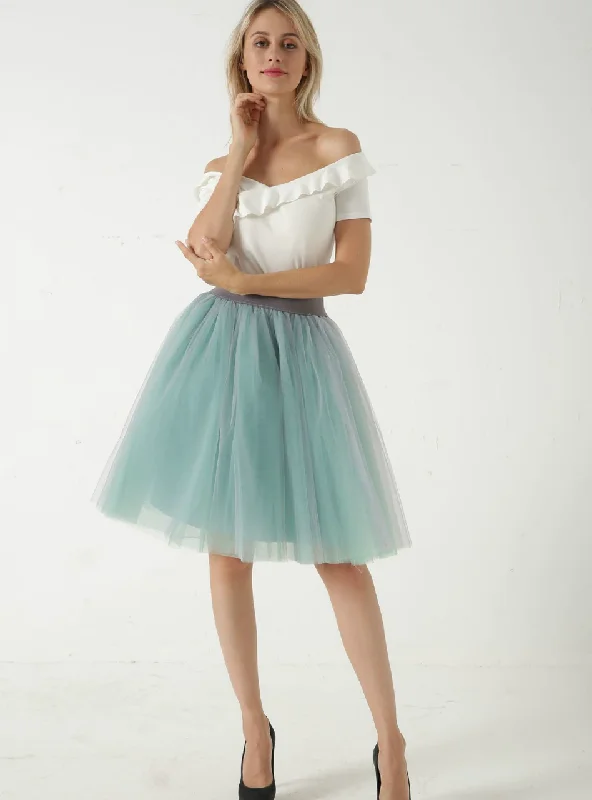 Gray + Green 5 Layer Mesh Tutu Skirt linen skirt breathable