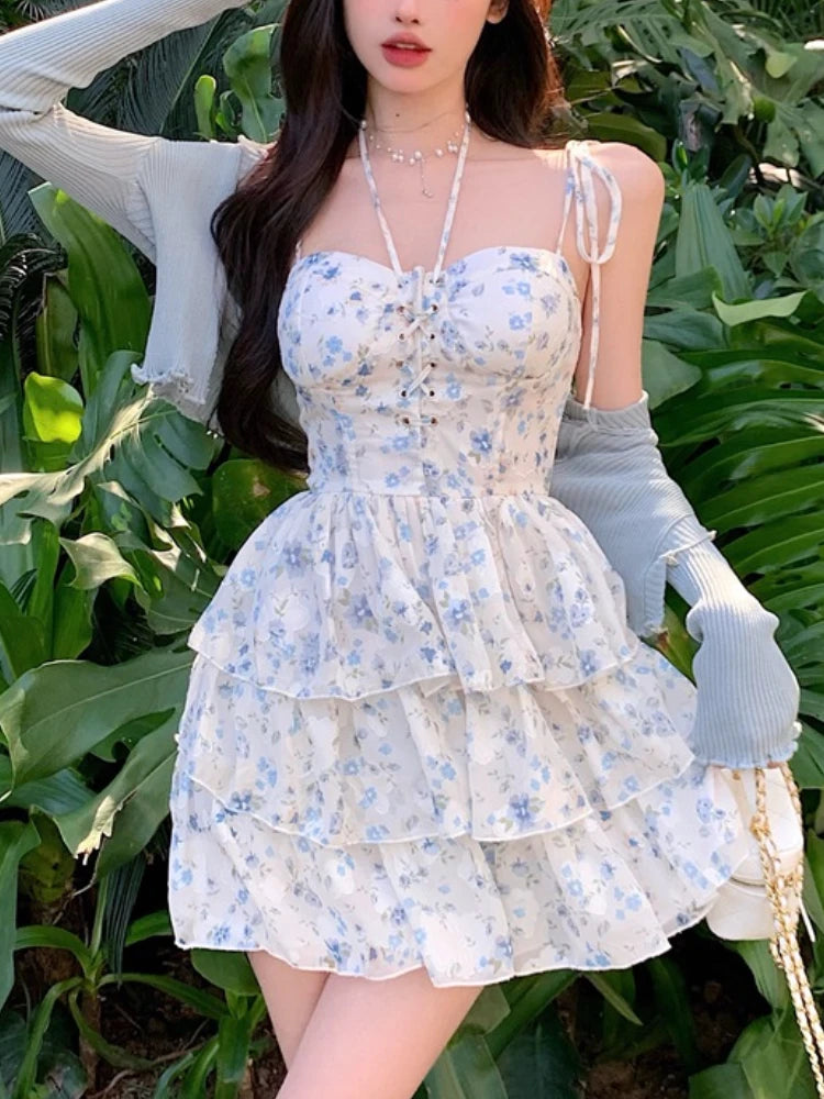 Wjczt Floral Sexy Slip Dress Women Chic Elegant Casual Party Dresses Female Beach Korean Fashion Holiday Summer Dresses Trend 2024 New Tunics Stylish elegant