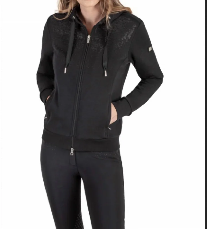 Grobyg Felpa Donna Hoodie In Nero Hoodie with Strings Custom Fit Adjustable