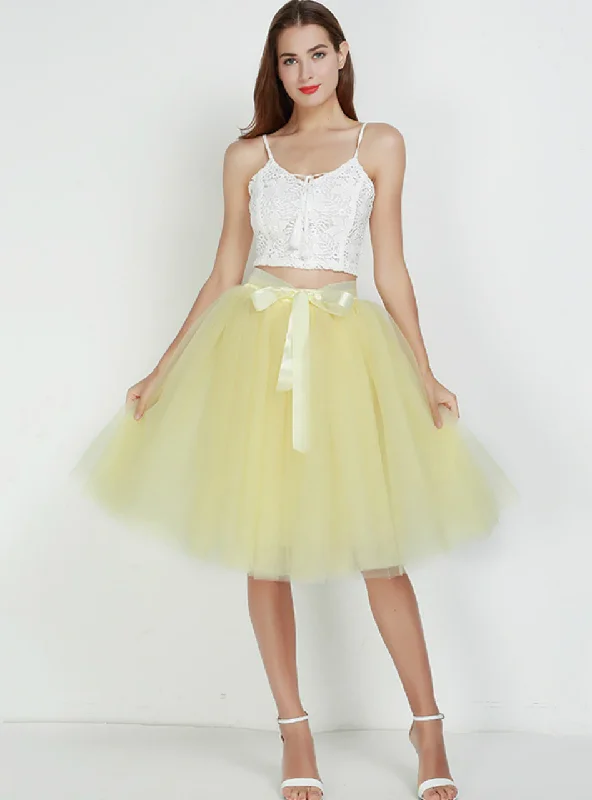 Yellow 7 Layers Tulle Tutu Skirt wool skirt warm